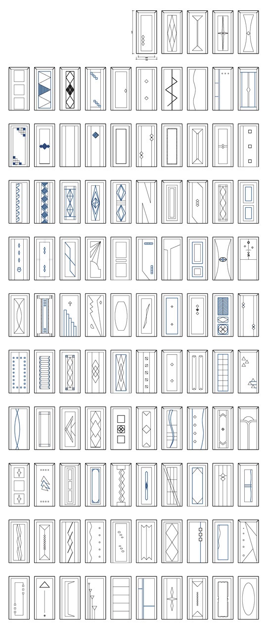 540x1267 Set Of Doors Elevation Vector Dwg Free Download Vector