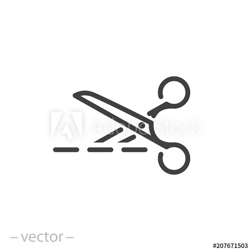 Scissors With Dotted Line, Vector Icon 500x500 Scissors With Dotted Line, Vector Icon