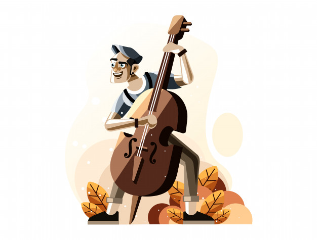 626x475 Man Playing Double Bass Illustration Vector Premium Download