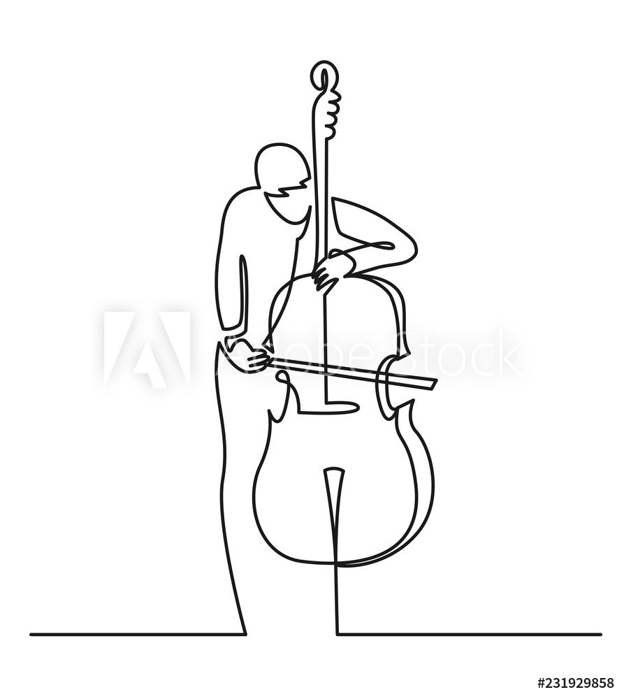 893x1000 Photo Art Print Continuous Line Drawing Of Musician Plays Double