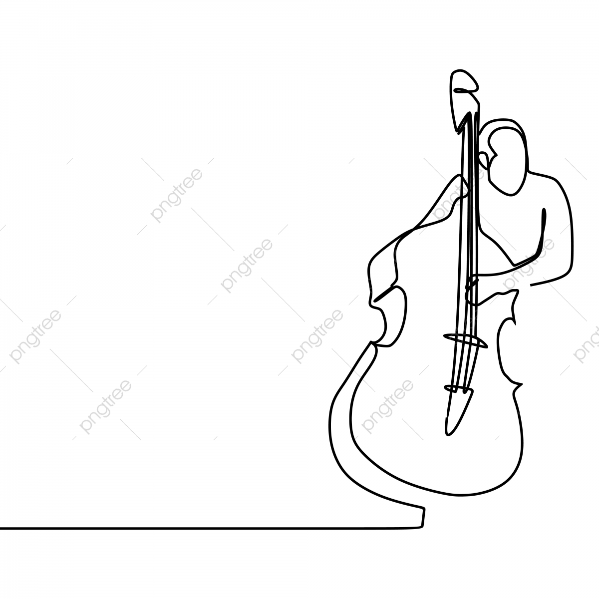1200x1200 Single One Line Vector Of Double Bass Player Contrabass Playing