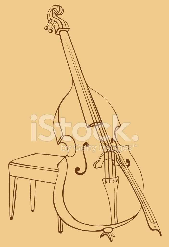 702x1024 Vector Drawing Double Bass With A Bow Stock Vector