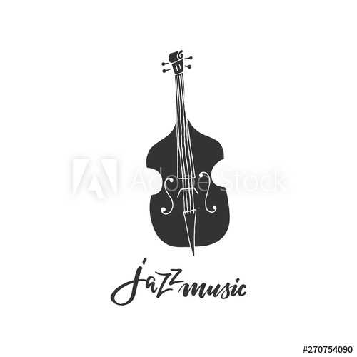500x500 Vector Double Bass Icon And Jazz Music Lettering