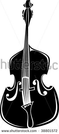 207x470 A Black And White Vector Illustration Of A Upright Or Double Bass