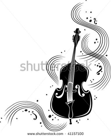 382x470 A Vector Illustration Of A Double Bass With Swirling Music Bass