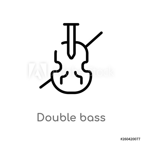 500x500 Outline Double Bass Vector Icon Isolated Black Simple Line