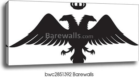 Double Headed Eagle Silhouette With Crown Vector, Canvas Print 453x252 Double Headed Eagle Silhouette With Crown Vector, Canvas Print