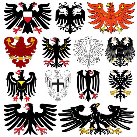 Set Of Heraldic German Double Headed Eagles Vector Illustration 450x450 Set Of Heraldic German Double Headed Eagles Vector Illustration