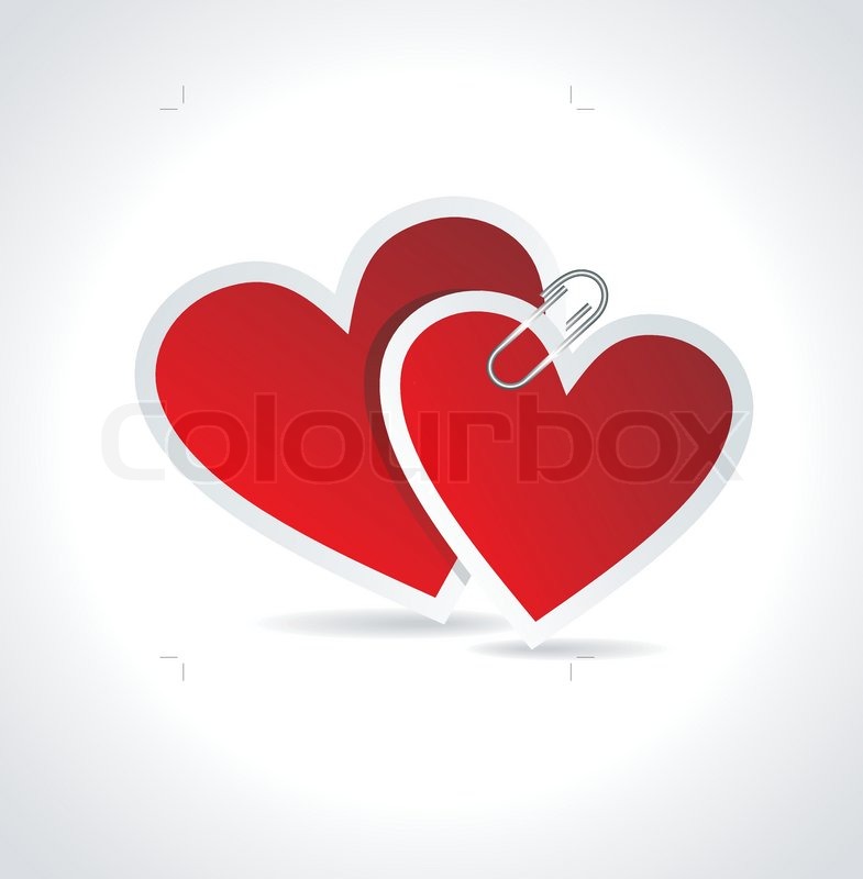 785x800 Double Red Heart Paper Sticker Stock Vector Colourbox
