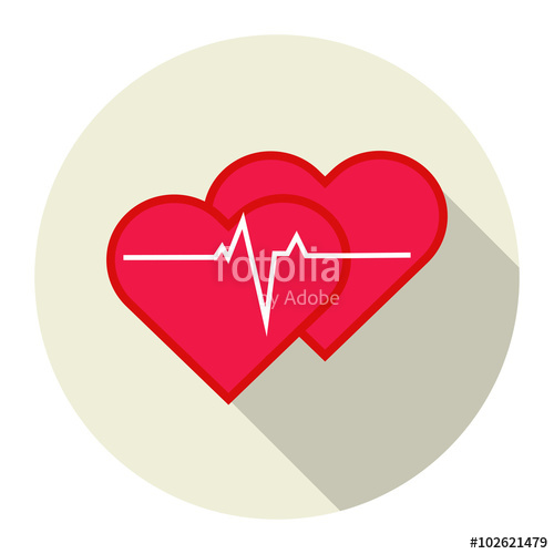 500x500 Heartbeat Icon Double Heart Vector Illustration Stock Image