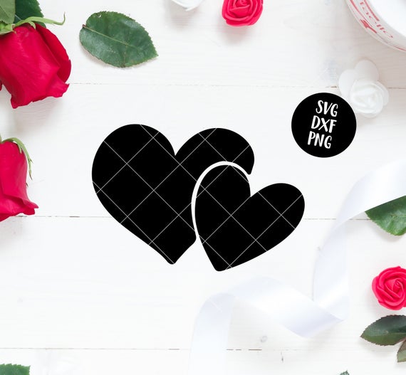 570x527 Instant Svgdxfpng Double Hearts Graphic Valentines Etsy