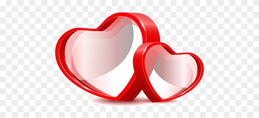 880x401 Three Dimensional Red Double Heart Vector Material