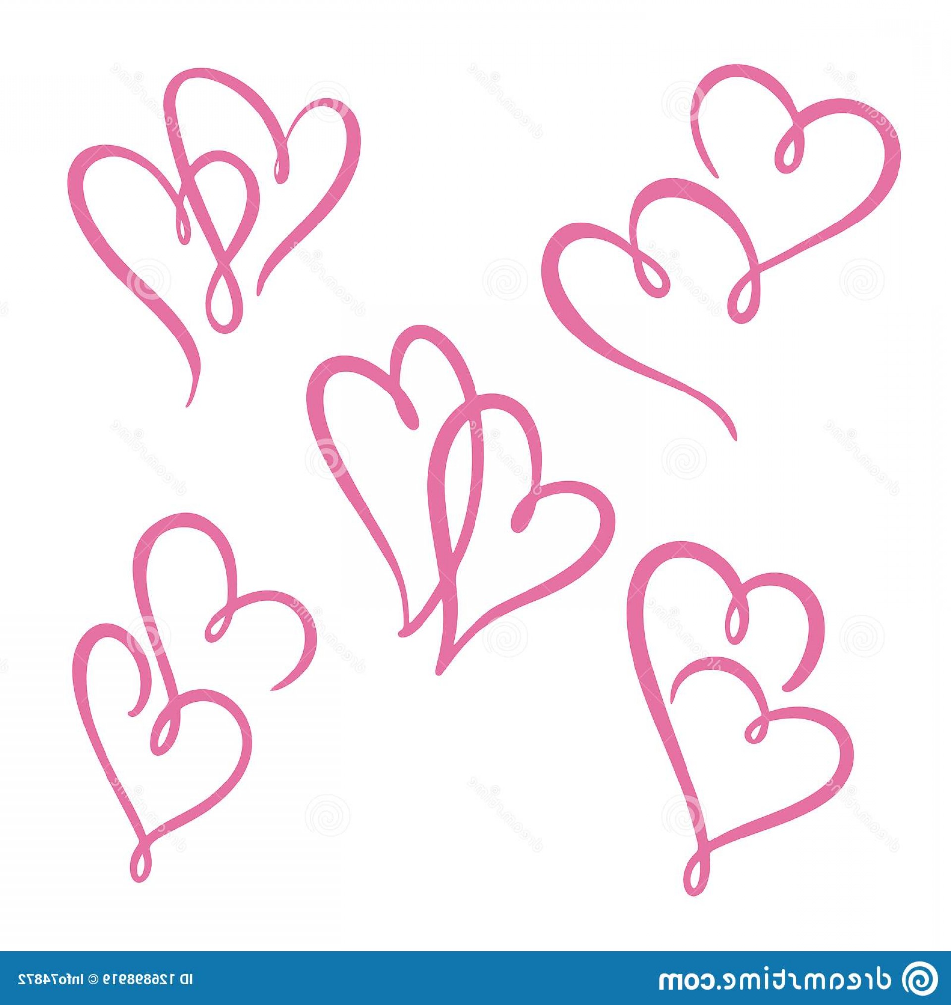 1920x2028 Two Heart Lines Set Valentine S Day Double Vector Image Handandbeak