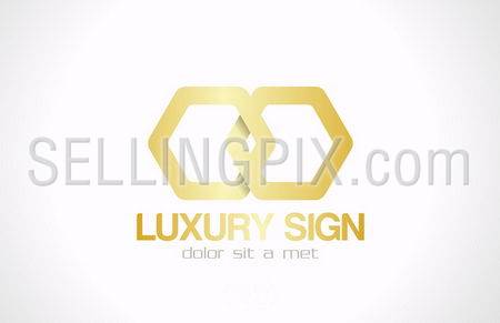 450x291 Gold Double Hexagon Abstract Vector Logo Design Template Looped
