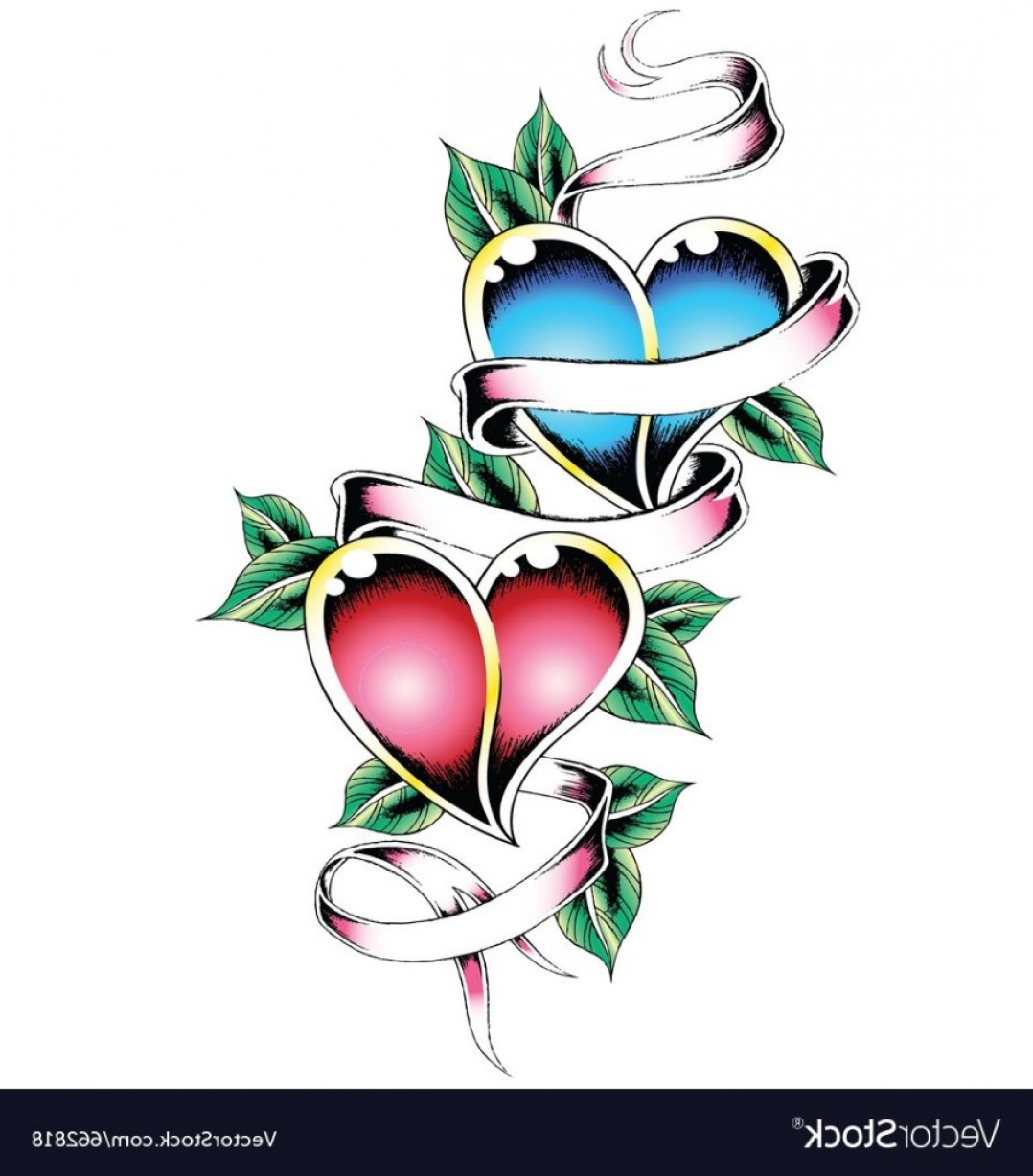 1078x1228 Double Heart Tattoo Design Royalty Free Vector Image Hoodamathrun