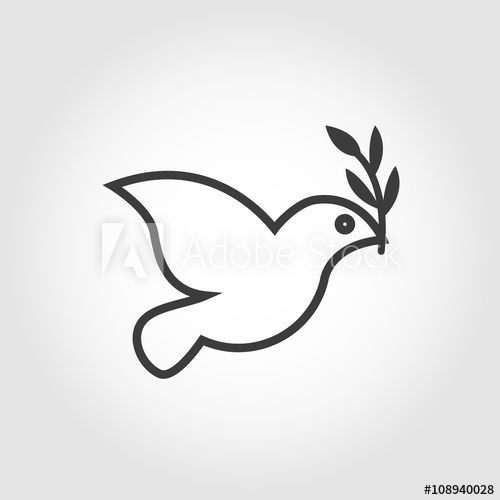 Vector White Dove Icon On Grey Background Peace Dove With Olive 500x500 Vector White Dove Icon On Grey Background Peace Dove With Olive