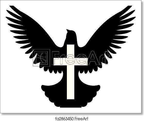 560x470 Free Art Print Of Dove With Cross Symbol Vector Flying Dove