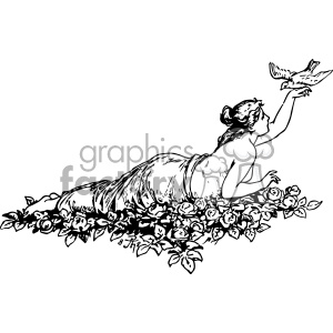 300x300 Psyche Reclining Dove Vintage Vector Art Gf Clipart Royalty
