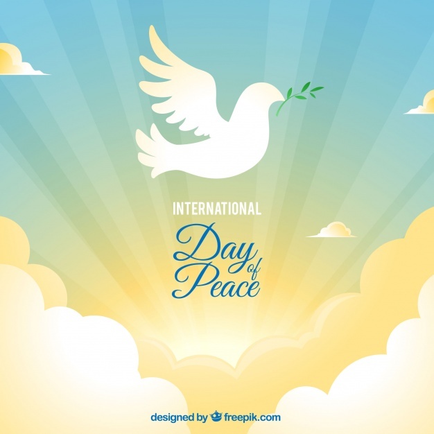 626x626 Flat Clouds, Sky And Sunset With White Dove Vector