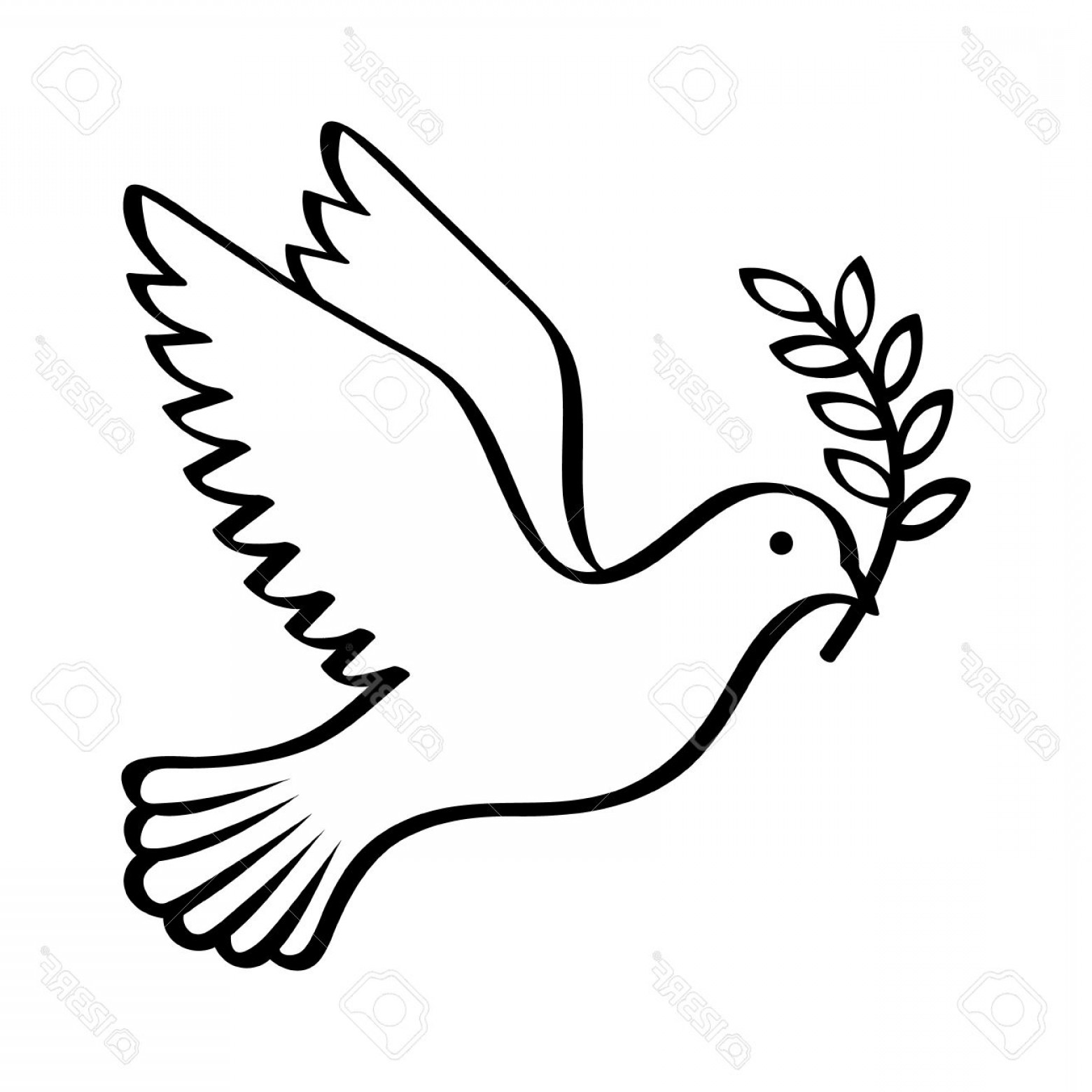 1560x1560 Photostock Vector Flying Dove Holding An Olive Branch As A Sign