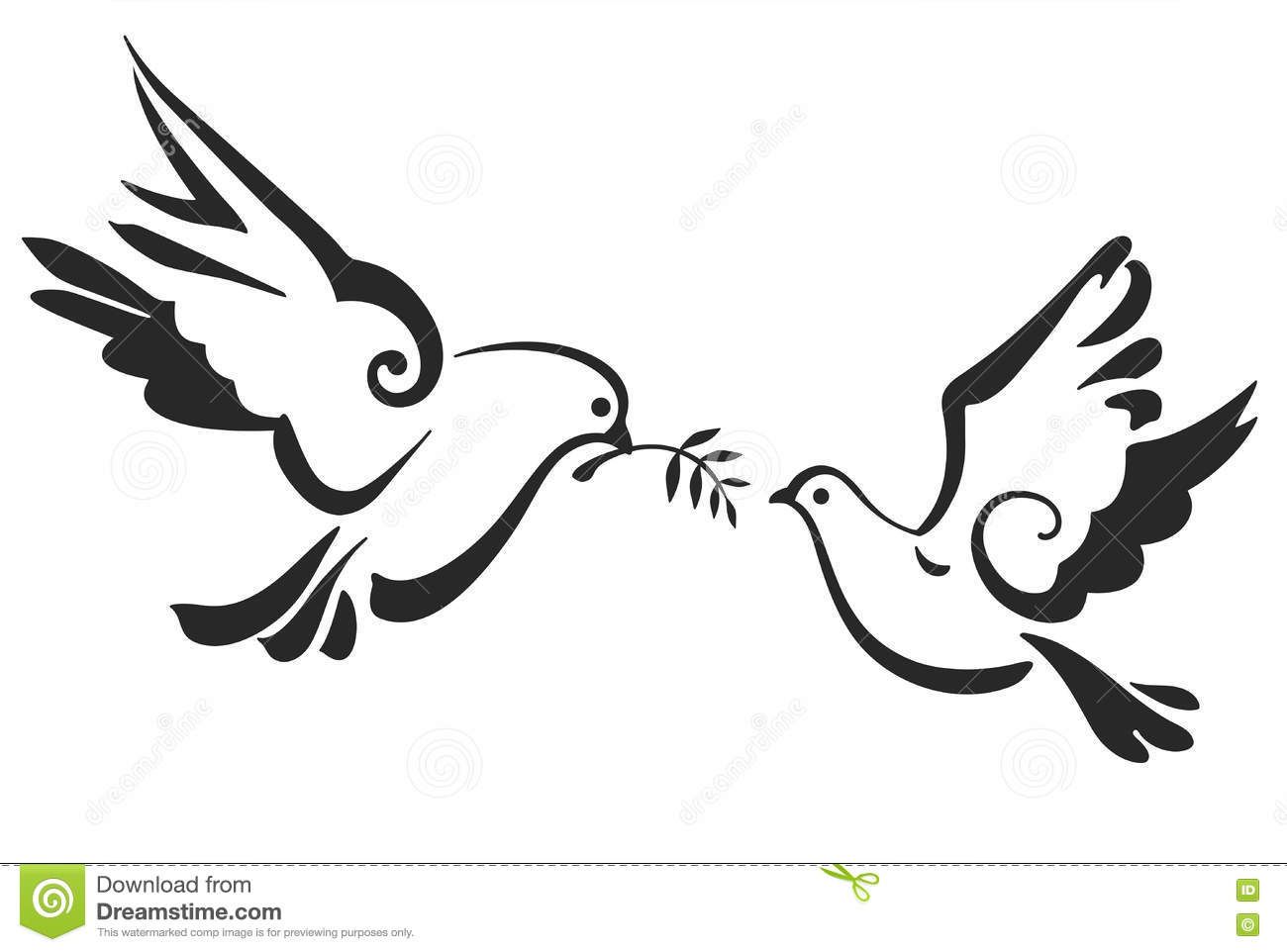 1300x962 Vector Doves Isolated On White Peace Dove With Olive Branch