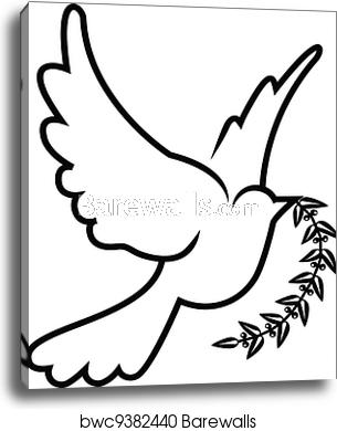 305x390 Vector Symbol Of Dove Olive Branch, Canvas Print Barewalls