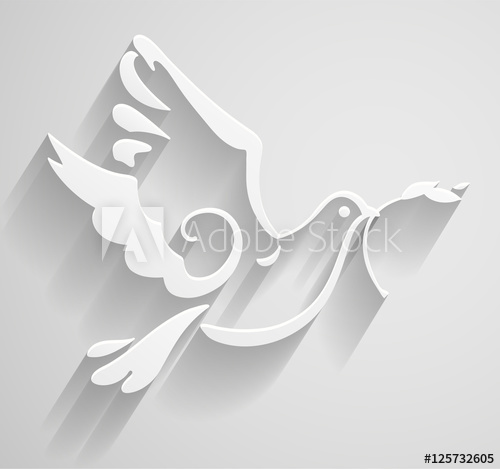 500x469 White Dove Paper Stylized Peace Dove With Olive Branch Vector