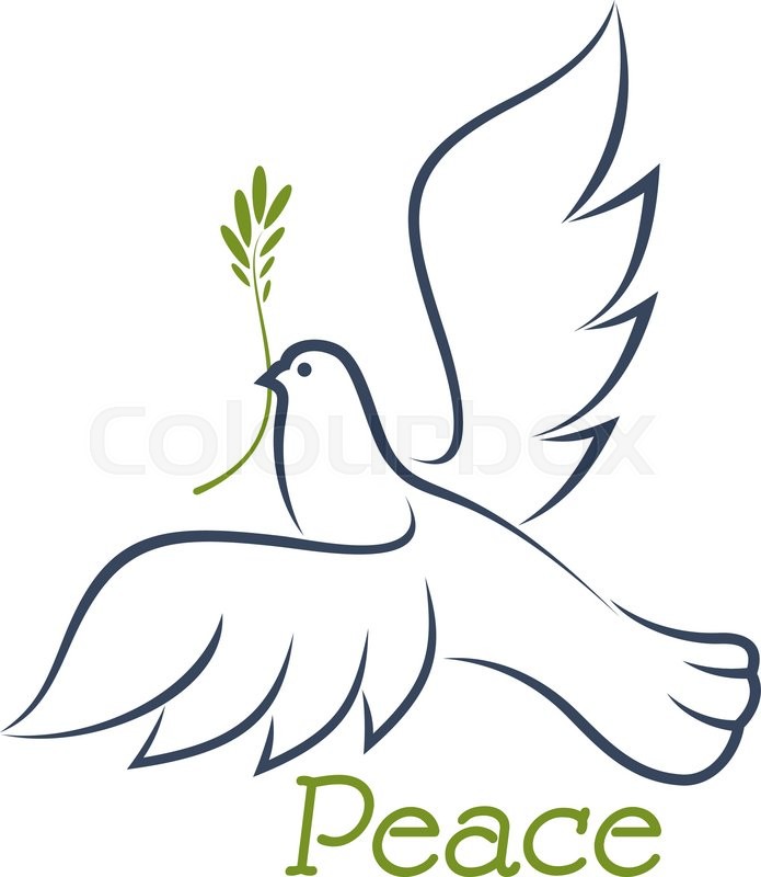695x800 White Dove Of Peace Flying With Green Stock Vector Colourbox