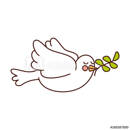 500x500 Cute Dove With Olive Branch Vector Illustration Design