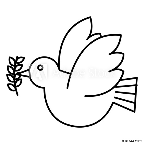 500x500 Peace Dove With Olive Branch Vector Illustration Design