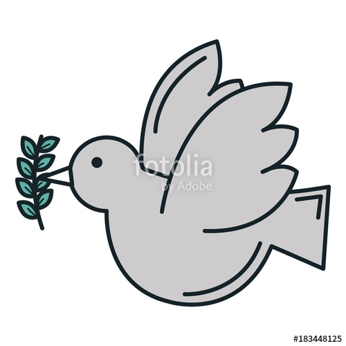 500x500 Peace Dove With Olive Branch Vector Illustration Design Stock
