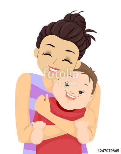 392x500 Kid Boy Down Syndrome Sister Hug Illustration Stock Image