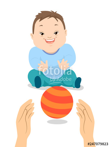 373x500 Baby Boy Down Syndrome Play Ball Illustration Stock Image