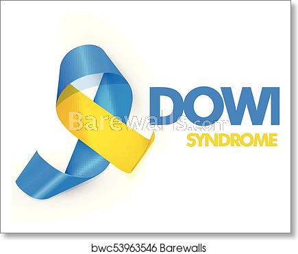 435x370 Blue And Yellow Ribbon With Text For World Down Syndrome Day