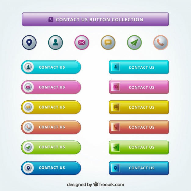 626x626 Set Of Modern Colored Contact Buttons Vector Free Download
