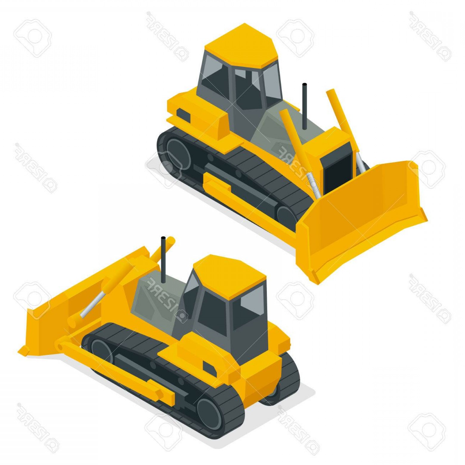 1560x1560 Photostock Vector Isometric Dozer Or Bulldozer Set