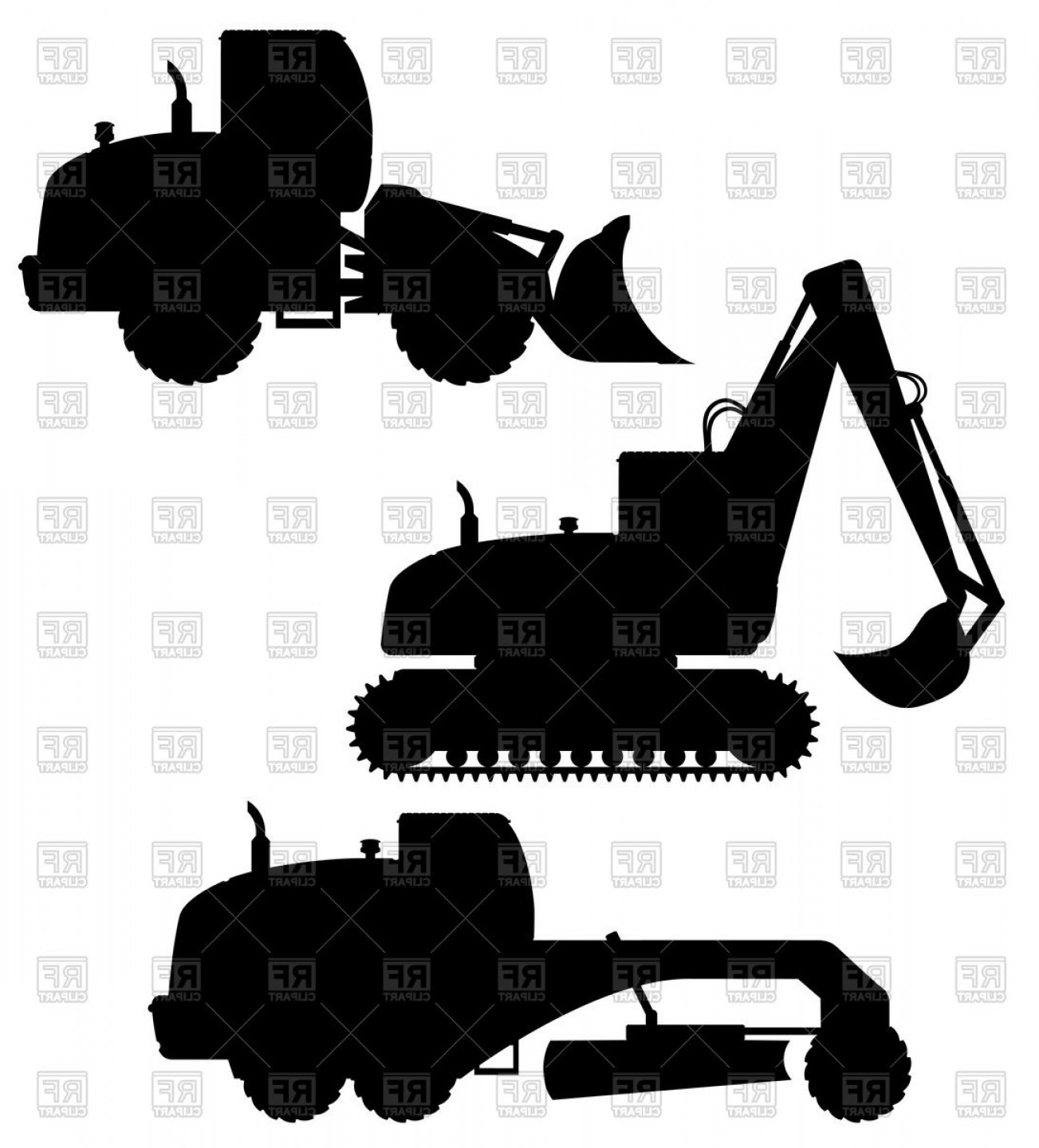1303x1440 Silhouettes Of Bulldozer Excavator Grader Car Equipment For Road