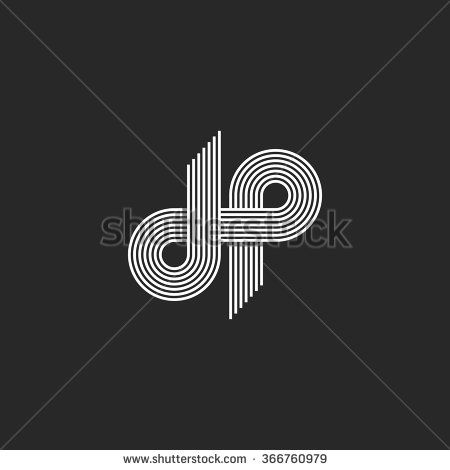 450x470 Mockup Logo Dp Letter Monogram, Offset Thin Line Style