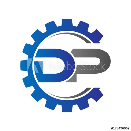 500x500 Dp Initial Logo Vector With Gear Blue Gray