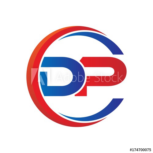 500x500 Dp Logo Vector Modern Initial Swoosh Circle Blue And Red