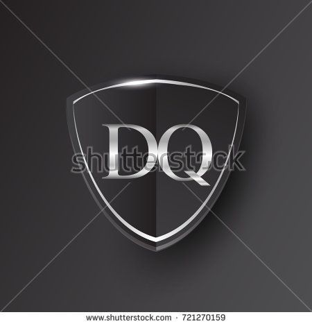 450x470 Initial Logo Letter Dq With Shield Icon Silver Color Isolated