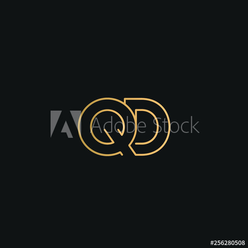 500x500 Qd Or Dq Logo Vector Initial Letter Logo, Golden Text On Black