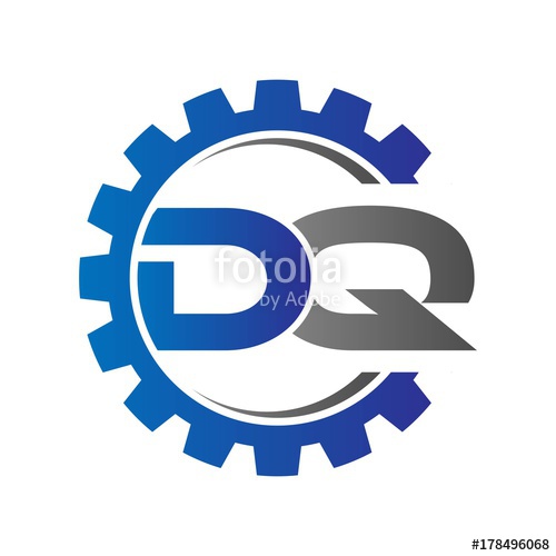 500x500 Dq Initial Logo Vector With Gear Blue Gray Stock Image