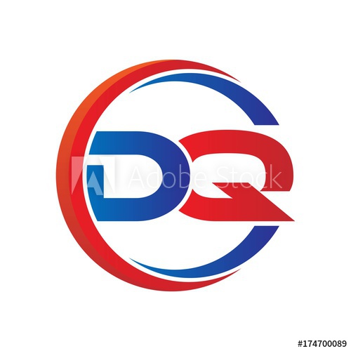 500x500 Dq Logo Vector Modern Initial Swoosh Circle Blue And Red