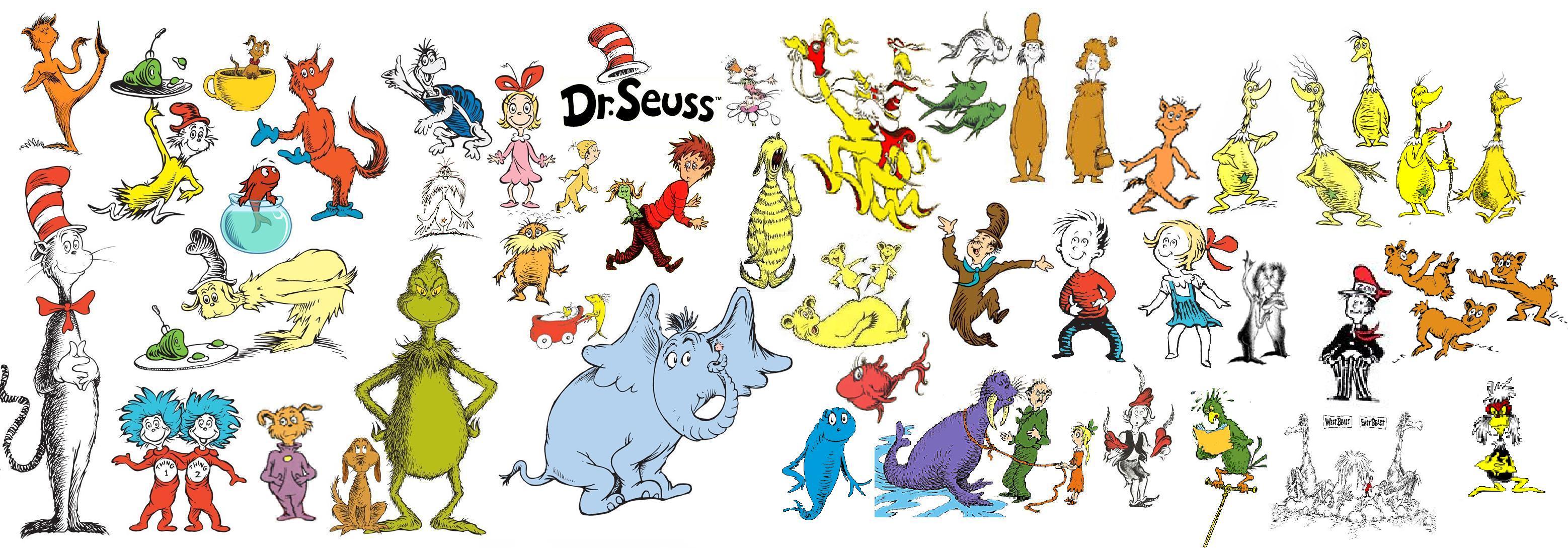 3116x1089 Dr Seuss Characters Free Image