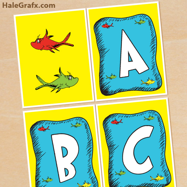 600x600 Free Printable Dr Seuss Fish Alphabet Banner Pack