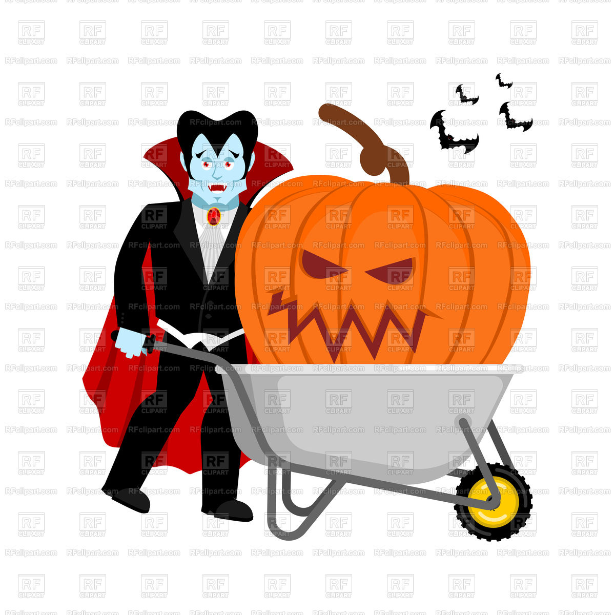 1200x1200 Halloween Wheelbarrow And Vampire Dracula Vector Image Of Holiday