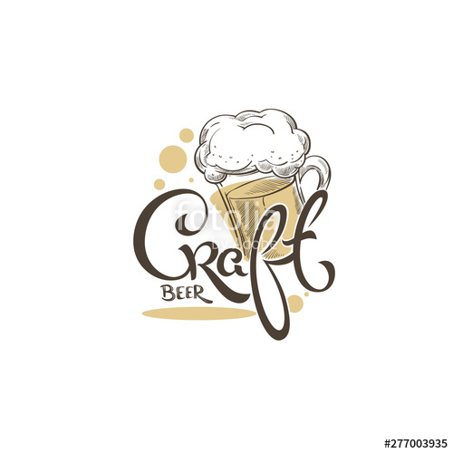 500x500 Craft Beer, Vector Sketch Illustration With Draft Beer Mugs