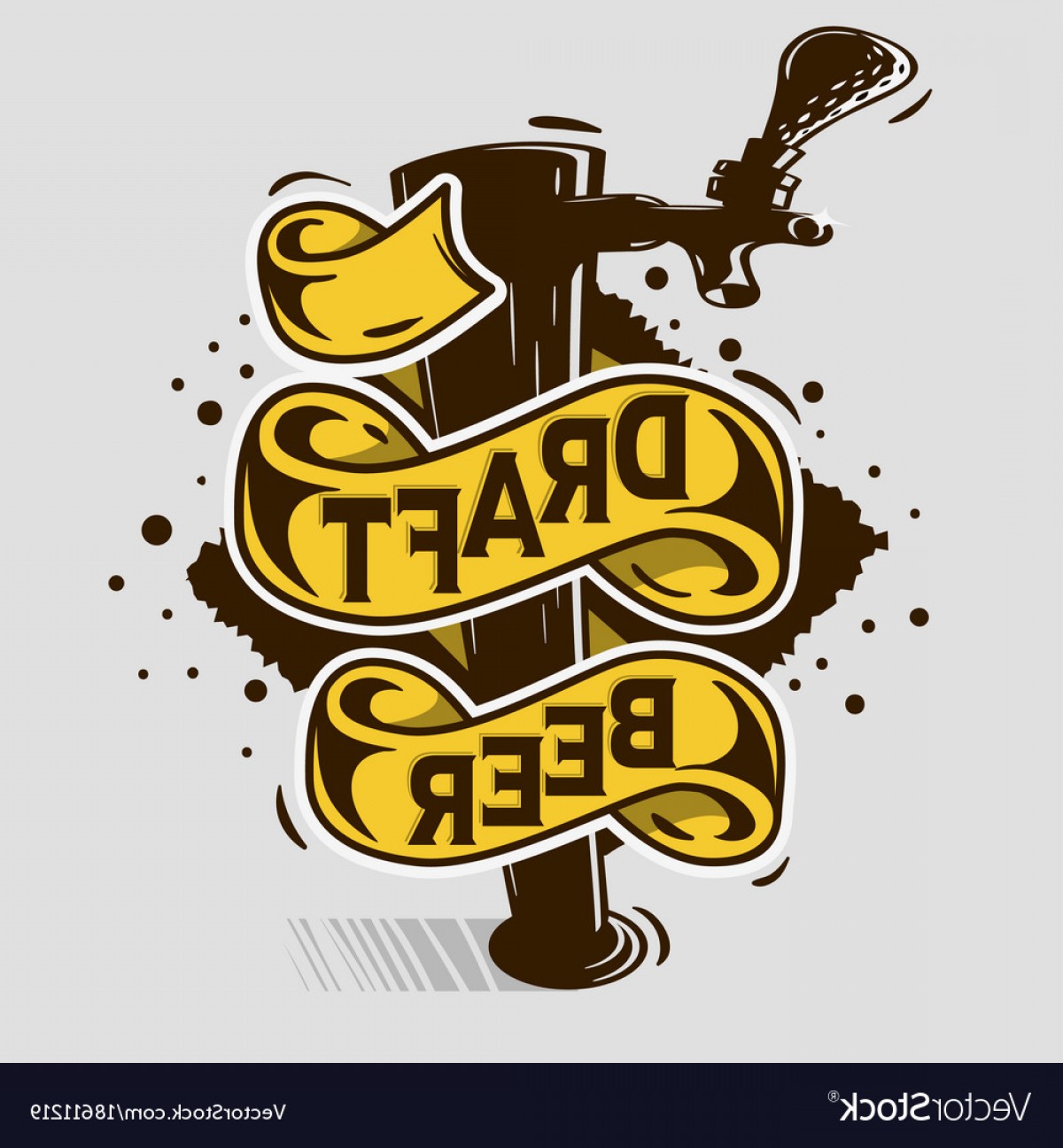 1200x1296 Draft Beer Tap Artistic Cartoon Tatoo Style Print Vector Soidergi