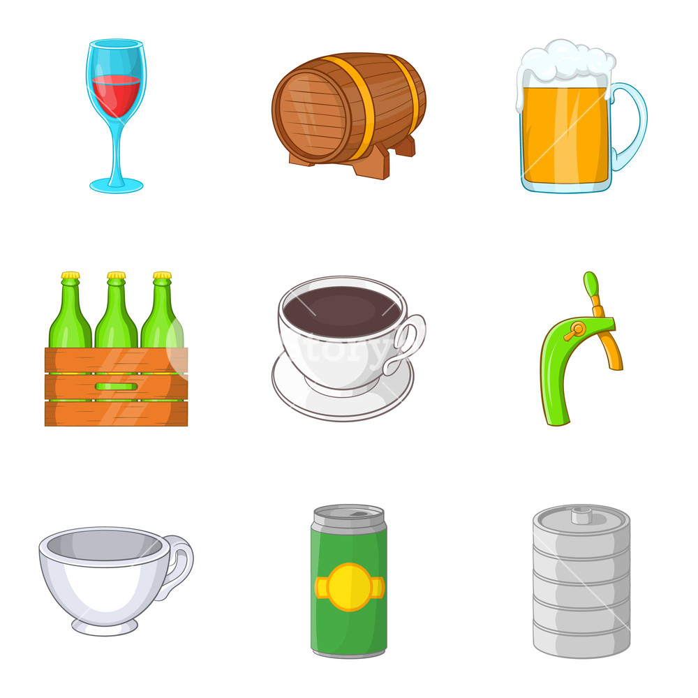 1000x1000 Draft Beer Icons Set Cartoon Set Of Draft Beer Vector Icons